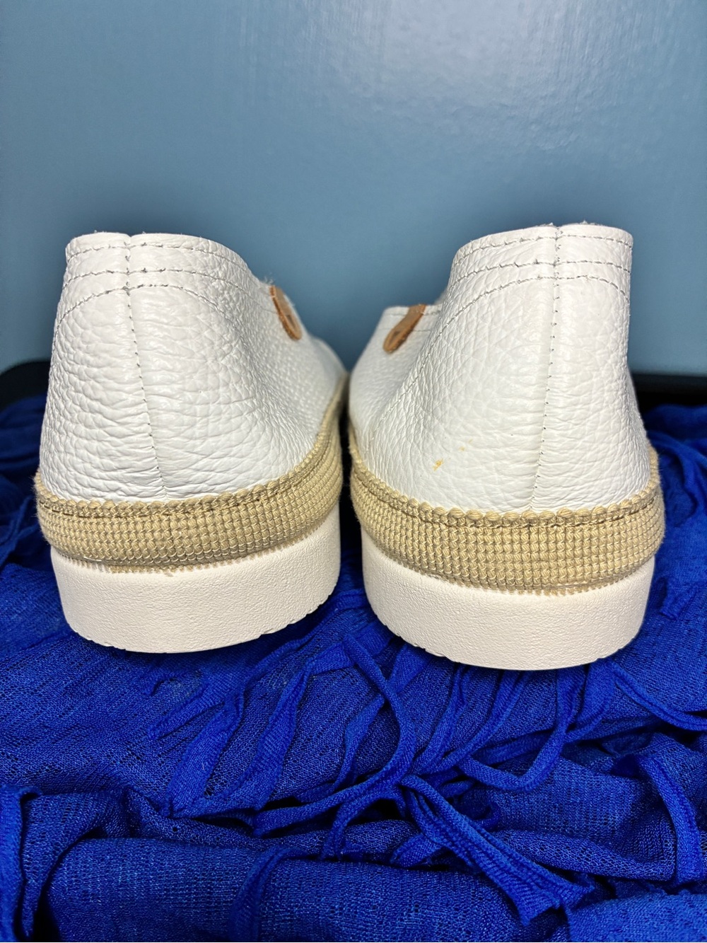 Verbenas White Leather Slip-On Espadrille Loafers - Picture 6 of 8